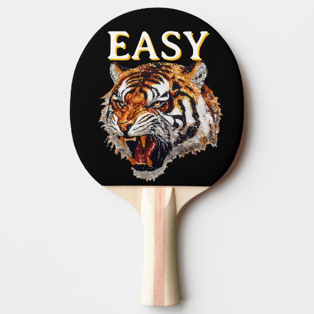 Trendiget Easy Tiger Porträtt Faux Sequin Pingisracket (Framsidan)