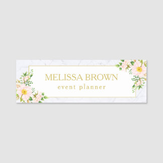 Trendiget elegant Blommigt Marble Chic Pastel Namnbricka