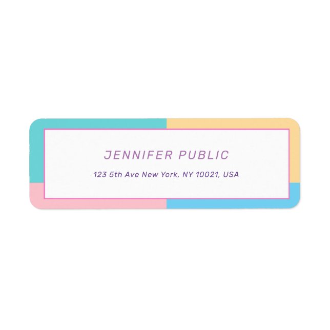 Trendiget elegant Färggrafik modern designmall Returadress Etikett (Framsidan)