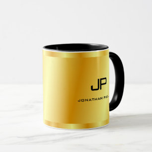 Trendiget elegant Faux Guld Monogram-mall Mugg