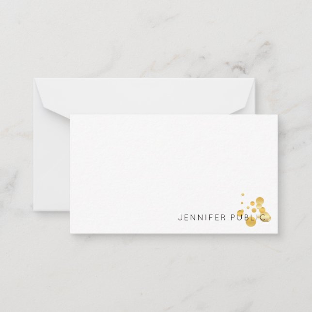 Trendiget Elegant för Guld Confetti Hand Script Mo Anteckningskort (Framsida)