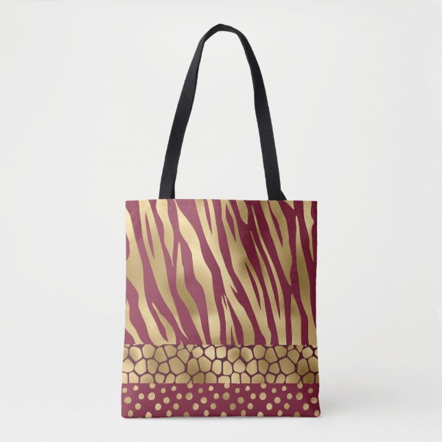Trendiget elegant Guld Burgundy Tiger Chic Snyggt Tygkasse (Framsida)
