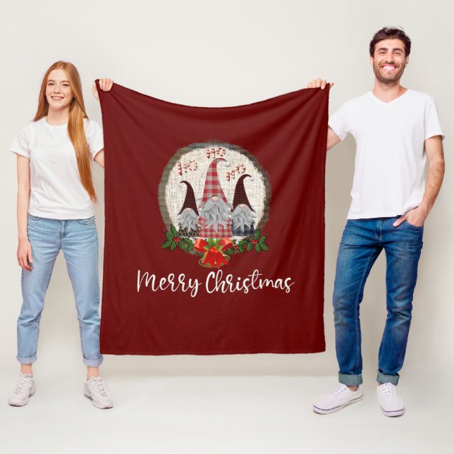 Trendiget Elves Red jul Gnomes Fleecefilt (På plats)