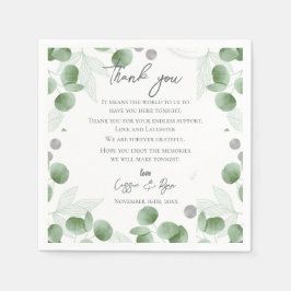 Trendiget Eucalyptus Löv Bröllop Tack för meddelan Pappersservett