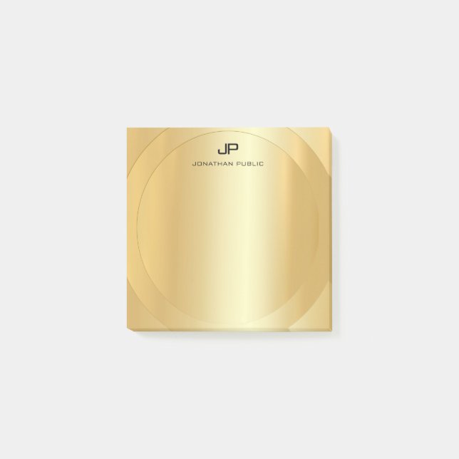 Trendiget Faux Guld Elegant Modern monogrammad Post-it Block (Framsida)