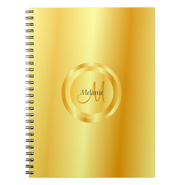 Trendiget Faux Guld Elegant Modern Template Monogr Anteckningsbok (Framsidan)