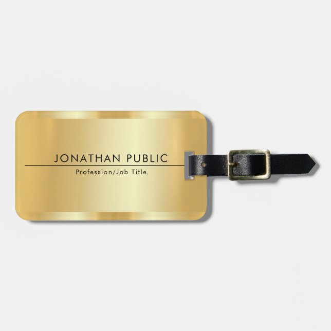 Trendiget Faux Guld Modern Elegant Glamoral Templa Bagagebricka (Horisontell Framsida)