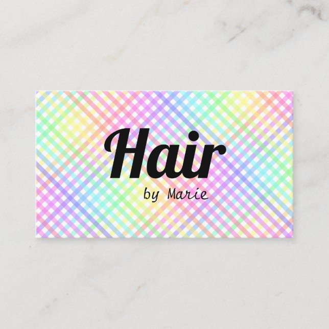 Trendiget Fet teckensnitt Pastel Rainbow Play Hair Visitkort (Framsida)