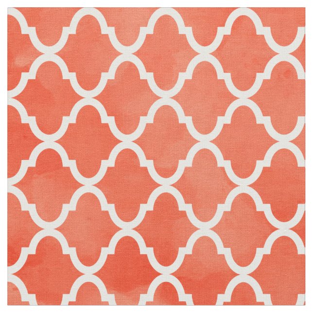 Trendiget flammar det orange vattenfärgQuatrefoil Tyg (Närbild)