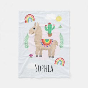 Trendiget Flickor och Modern Rainbow Llama Alpaca Fleecefilt