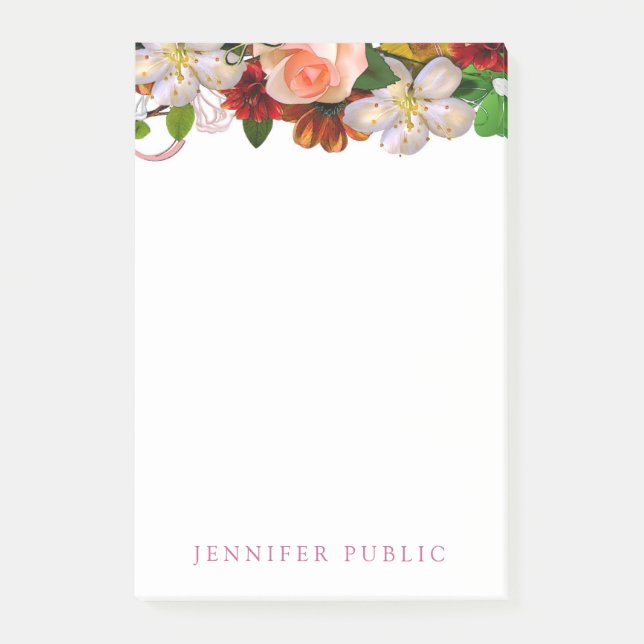 Trendiget Flowers Ro Blommigt  Watercolor Post-it Block (Framsida)