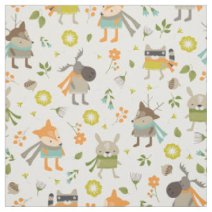 Trendiget Folksy Woodland Animals Tyg