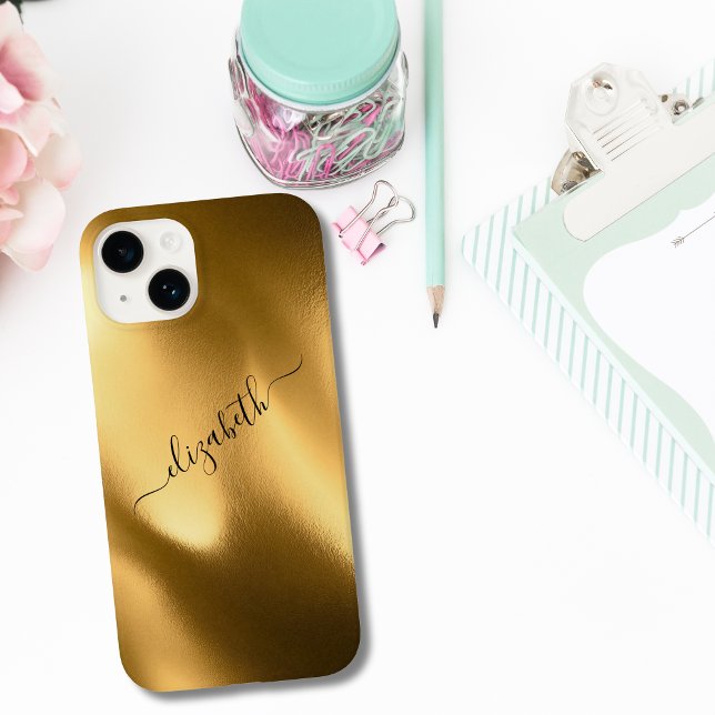 Trendiget för  för  Skriptmonogram guldfoil Mönste (Monogrammed Script Gold Foil iPhone Case)