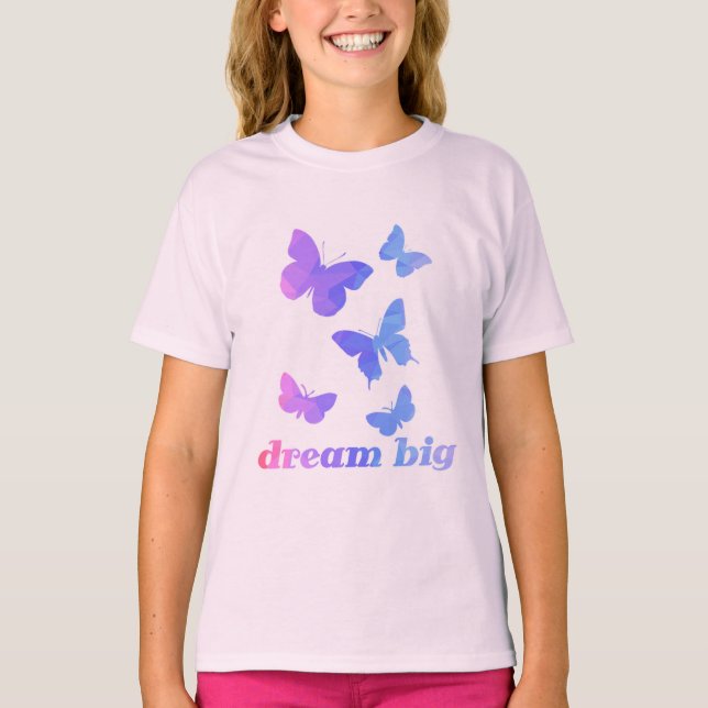 Trendiget för inspirationsfjärilar Dream Big Cute T Shirt (Framsida)