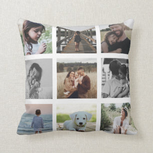 Trendiget för Modern Chic Family Photo Collage Ke Kudde