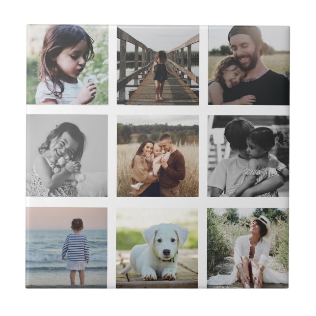 Trendiget för Modern Chic Family Photo Collage Kee Kakelplatta (Framsidan)