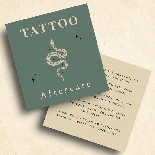 Trendiget för Mystic Snake Tattoo Aftercare Instru Fyrkantigt Visitkort (Skapare uppladdad)