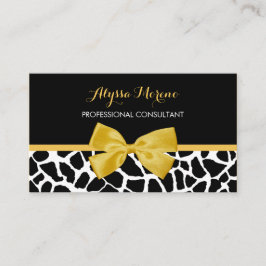 Trendiget Giraffe Print Golden Gult Bow Visitkort