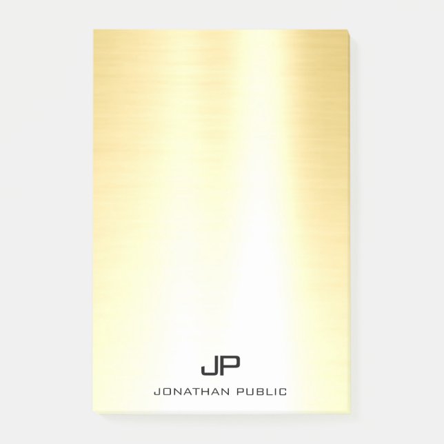 Trendiget Glamous Guld Modern Template Elegant Post-it Block (Framsida)
