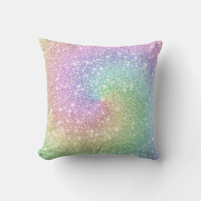 Trendiget Glitter Spiral med färgat regnbåge Kudde (Framsida)