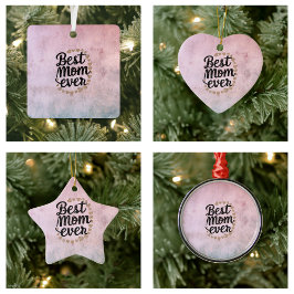 Trendiget Golden Hearts skript Best Mamma någonsin Julgransprydnad Keramik