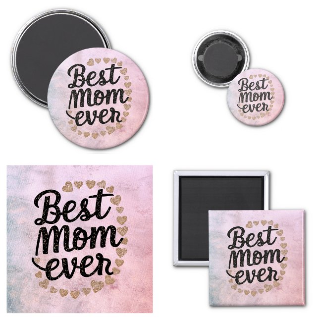 Trendiget Golden Hearts skript Best Mamma någonsin Magnet (Golden Hearts Trendy Script Best Mom Ever Modern Magnet)
