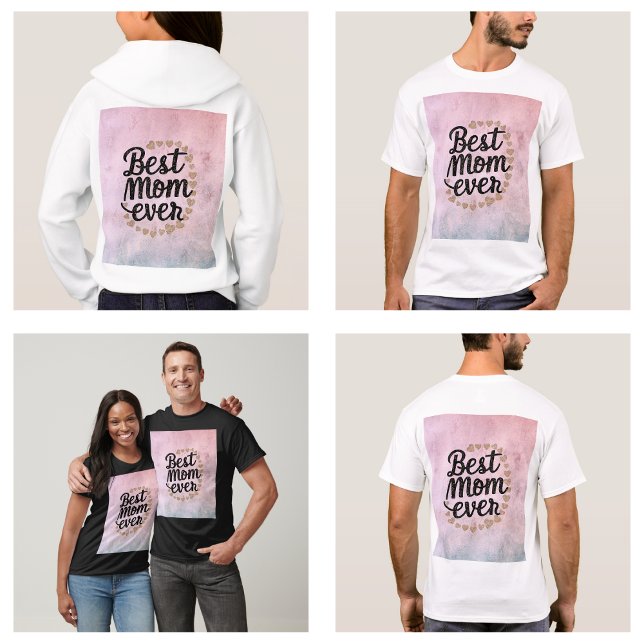 Trendiget Golden Hearts skript Best Mamma någonsin T Shirt (Golden Hearts Trendy Script Best Mom Ever Modern clothes)
