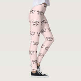 Trendiget gott nytt år Rosa och svart Leggings