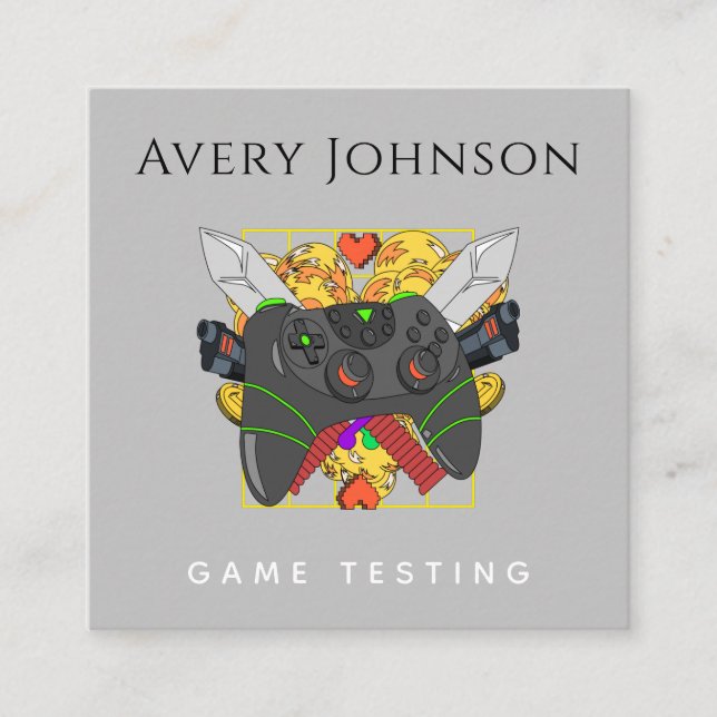 Trendiget  Graphics Coola för speltestning i moder Fyrkantigt Visitkort (Framsida)
