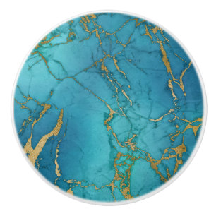 Trendiget Guld Blue Turcos Metallic Marble Knopp