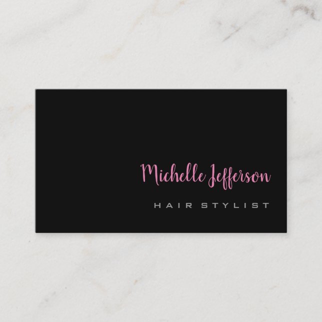 Trendiget Hair Stylist Handwtien Script Grått Rosa Visitkort (Framsida)