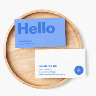 Trendiget hej Modern Minimum Simple Blue Snyggt Visitkort