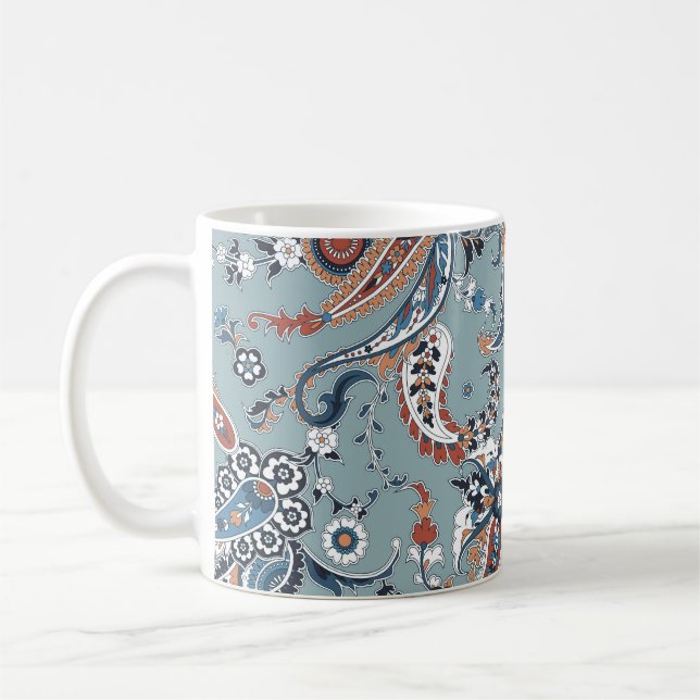 Trendiget indisk paisley: Sömlös bakgrund. Kaffemugg (Vänster)