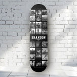 Trendiget Instagram Fotokollage för Coolan Anpassa Mini Skateboard Bräda 18,5 Cm<br><div class="desc">Modern Instagram Photo Collage-design för skateboard: Anpassa med dina favoritfoton och meddelanden med egna namn och gör detta till den kallaste födelsedagspresenten någonsin! Det här är den svarta och vita versionen.</div>