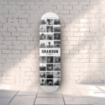 Trendiget Instagram Fotokollage för Coolan Anpassa Mini Skateboard Bräda 18,5 Cm<br><div class="desc">Modern Instagram Photo Collage-design för skateboard: Anpassa med dina favoritfoton och meddelanden med egna namn och gör detta till den kallaste födelsedagspresenten någonsin! Det här är den svarta och vita versionen.</div>