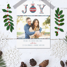 Trendiget "Joy" Boho Bauble Photo jul Card Julkort