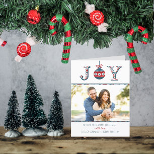 Trendiget "Joy" Boho Bauble Photo jul Helgkort