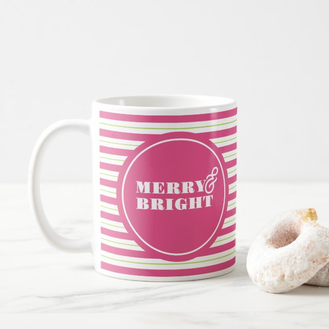 Trendiget Jul Mugg Rosa och Grönt (Med munk)