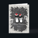 Trendiget Jultomten, ett par chalkboard Helgkort<br><div class="desc">Trendigets söta jultomtkattdesign. Sofistikerad och konstnärlig sammansättning av färg. Ett modernt,  unikt grafiskt konstverk som skapats för dig. Du kan anpassa den här produkten genom att lägga till ditt eget namn-smeknamn eller monogram,  eller genom att ändra text.Perfekt-gåvor för unika utformningar av älskare,  en gåva för varje tillfälle.</div>