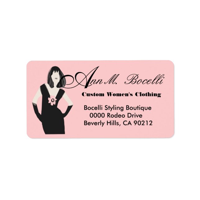 Trendiget Käften  Kvinnor i svart Mode Adressetikett (Framsidan)