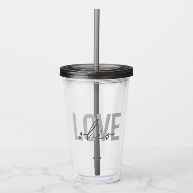 Trendiget Kärlek Ohio, modern, enkel och urbaniser Take Away Mugg (Framsida)