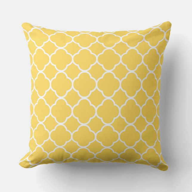 Trendiget Katrefoil, Senard Gult Home Decor, bomul Kudde (Framsida)