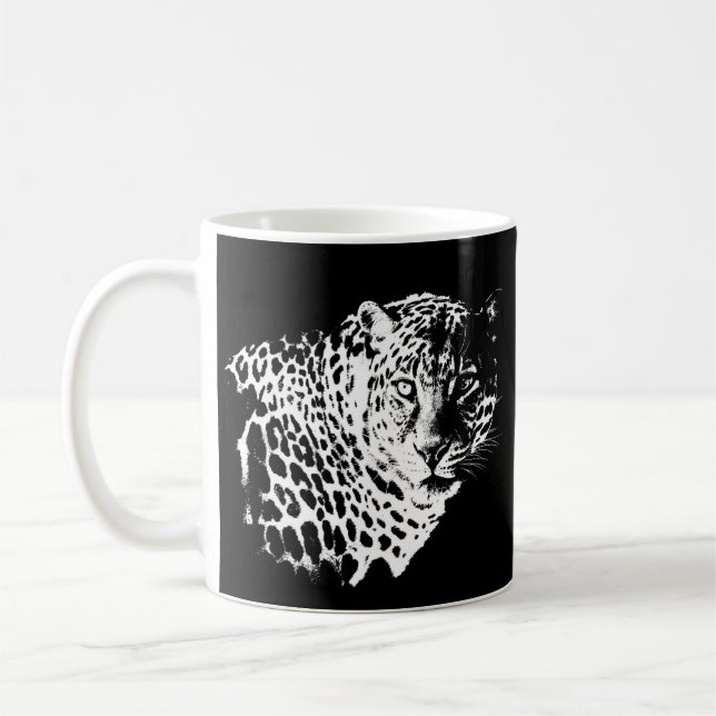 Trendiget Leopard Ansikte Animals Pop Art Template Kaffemugg (Vänster)