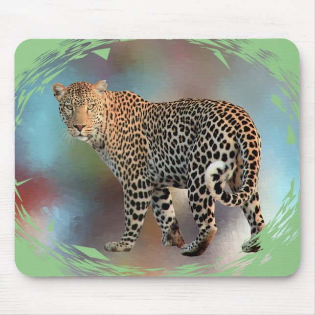 Trendiget Leopard i den moderna pop Art-mallen Musmatta (Framsidan)