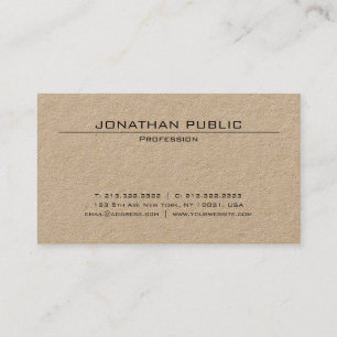 Trendiget Luxe Brown Kraft Papper Minimalist Elega Visitkort
