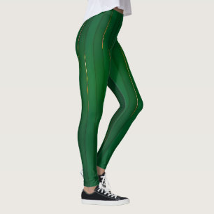 Trendiget Luxury Grönt Guld Linen Struktur Samling Leggings