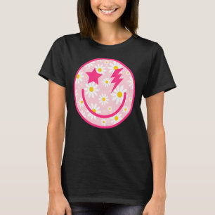 Trendiget Lycklig Daisy Ansikte Flower Smile Ansik T Shirt