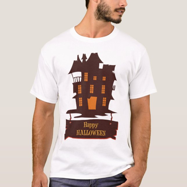 Trendiget Lycklig Helloween Illustration Black Art T Shirt (Framsida)