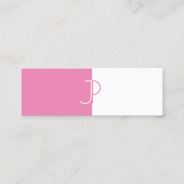 Trendiget Lyx för elegant Rosa White Monogram Mini Visitkort (Framsida)
