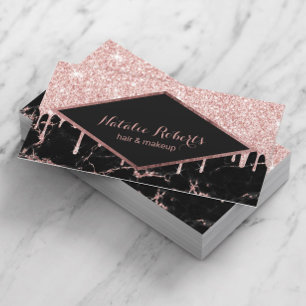 Trendiget Marble Beauty Salon ro Guld Glitter Visitkort